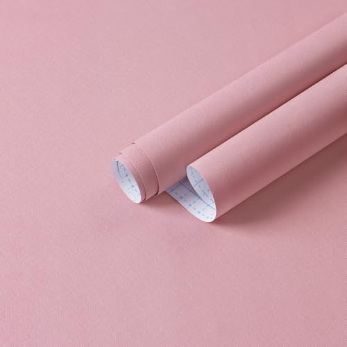 Dimoon 17.7''x118'' Peel and Stick Wallpaper Pink Contact Paper for New Environmentally Friendly Materials Thickening Upgrade Embossed Renter Friendly Wall Paper Modern Vinyl Wrap Countertop Bedroom - color: Pink, size: 17.7" x 118"