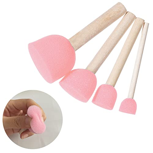 WAFJAMF 20 Pcs Round Sponges Brush Set 4 Sizes DIY Painting Tools - color: Pink