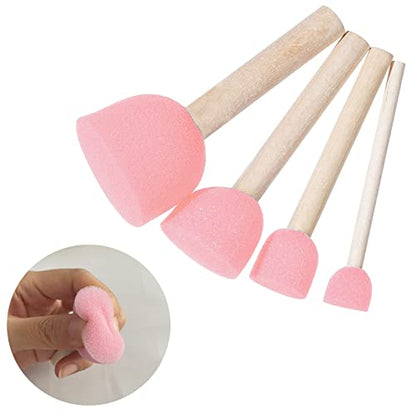 WAFJAMF 20 Pcs Round Sponges Brush Set 4 Sizes DIY Painting Tools - color: Pink