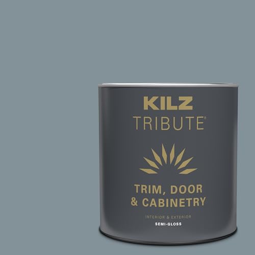 KILZ Tribute Cabinet Paint & Trim Paint, Interior/Exterior, Semigloss, December Nights, 1 Quart - color: December Nights, size: 32 Fl Oz (Pack of 1)
