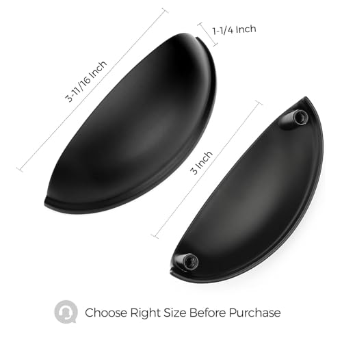 3 Inch Drawer Pulls Cup Pulls Kitchen Cabinet Handles Hardware for Cupboard 5 Pack Black - color: Black