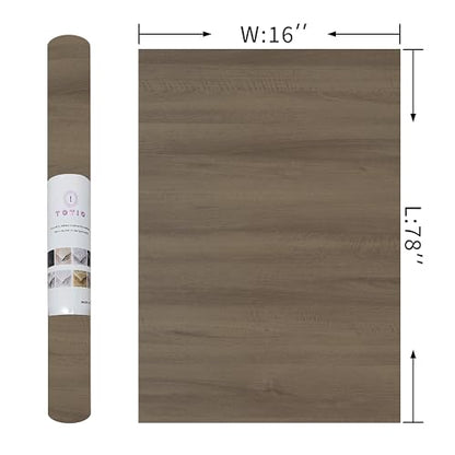 TOTIO Taupe Wood Grain Wallpaper Peel and Stick Dark Walnut Wood Contact Paper 16x78inch Matte Thickened Waterproof Self-Adhesive PVC Wall Sticker Counter Top Stick Paper Wood Vinyl Wrap for Cabinet - color: Taupe, size: 16" x 78"