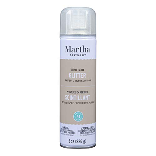 MARTHA STEWART Paint & Primer 8oz Spray Paint, Glitter Sterling (42938) - color: Glitter Sterling