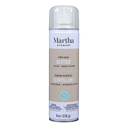 MARTHA STEWART Paint & Primer 8oz Spray Paint, Glitter Sterling (42938) - color: Glitter Sterling