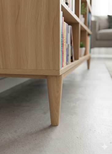 6 Inch Round Solid Beech Wood Replacement Furniture Legs, Set of 4, Wooden Feet Mid Century Modern, Unfinished Legs for Sofa, Couch, Armchair, Ottoman, Cabinet, TV Stand, Dresser - size: 6" / 15cm