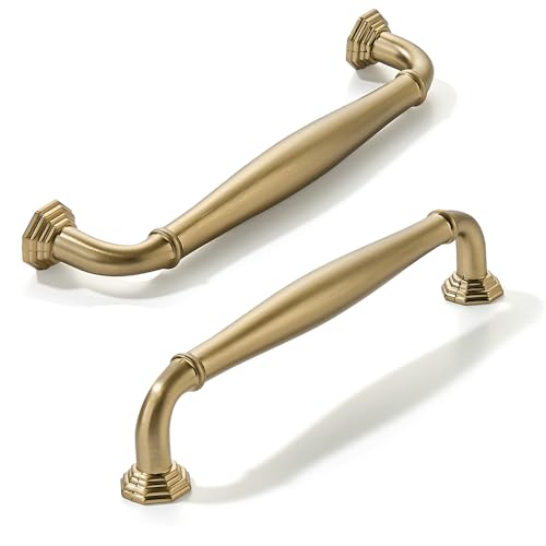 2 Pack 4 Inch Hole Center Brushed Brass Heavy Duty Solid Cabinet pulls Ideal for Dressers, Bathroom, cabinets, and Kitchens cabinets. - color: Brushed Brass, size: 4 Inch Hole Center, style: 2 Pack