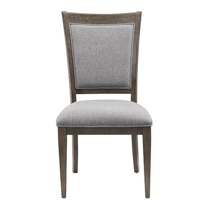 7-Piece Dining Set with 6 Upholstered Chairs, Brown,Driftwood - color: Brown,driftwood-a