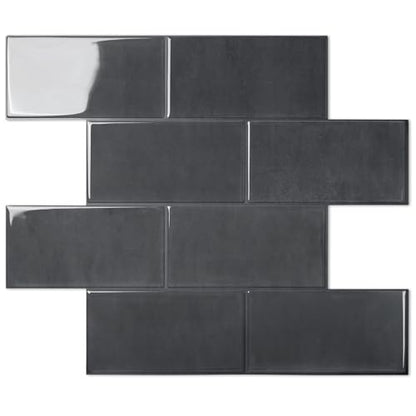 STICKGOO 10-Sheet Backsplash Peel and Stick Subway Tile(Thicker Design) - color: Taroudant Black