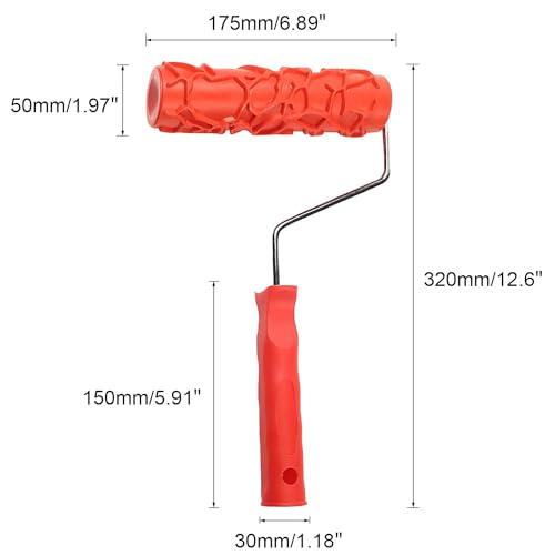 Utoolmart 7" Home Wall Rubber Paint Roller 175mm Wooden Grain Painting Roller with Plastic Handle 1Pcs - size: EG191T