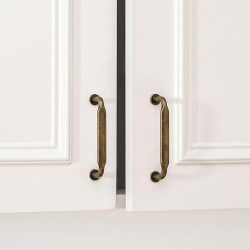 Goldenwarm 10 Pack 3 Inch Antique Brass Cabinet Pulls Retro Drawer Pulls - color: Antique Brass, size: 3 Inch Hole Center