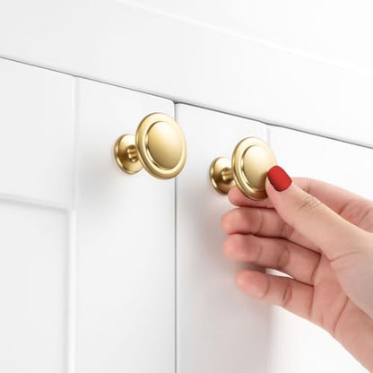 Brushed Gold Cabinet Knobs Round Kitchen Pulls 10 Pack 8222 - color: Brushed Gold, size: 1-1/4 Inches, style: 10 Pack Round Knob