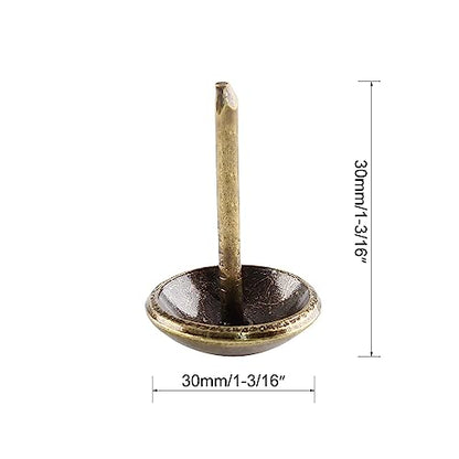 30mm Bronze Antique Upholstery Nails, Round Large-Headed Nail, Bronze Furniture Tacks for Furniture Cork Board Wooden Furniture Decorative DIY Projects 20Pcs (Bronze, 1-3/16")