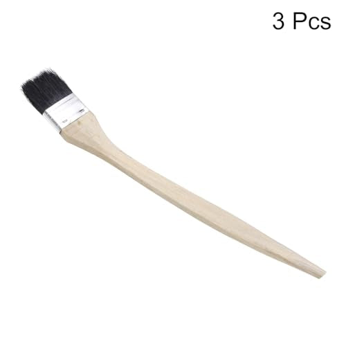 uxcell 3pcs Bent Radiator Paint Brush 1.5" Width Curved Wall Paint Soft Bristle Brushes with Long Wood Handle for Painting DIY Wall Treatment - size: 1.5"