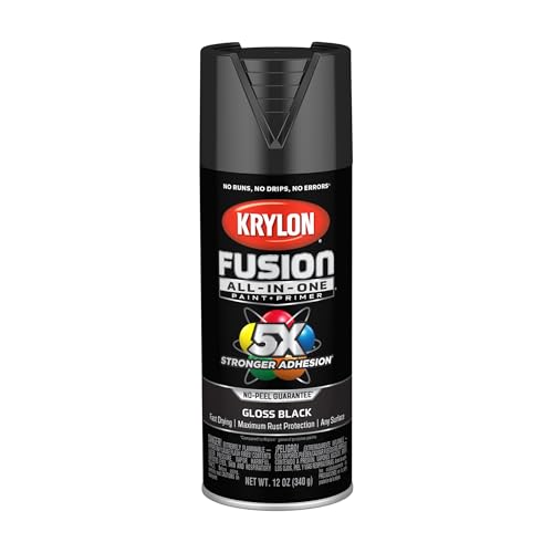Krylon Fusion All-In-One, Gloss, Black, 12 oz - color: Black, size: 1 Count (Pack of 1), style: Gloss