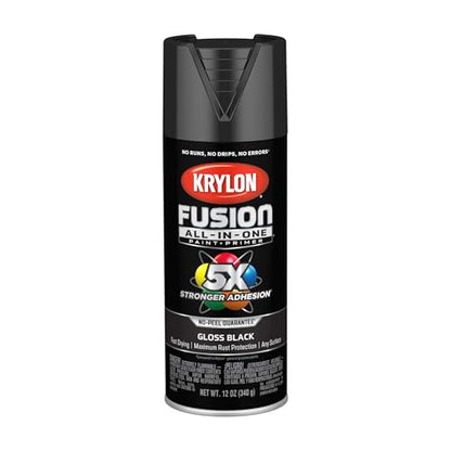 Krylon Fusion All-In-One, Gloss, Black, 12 oz - color: Black, size: 1 Count (Pack of 1), style: Gloss