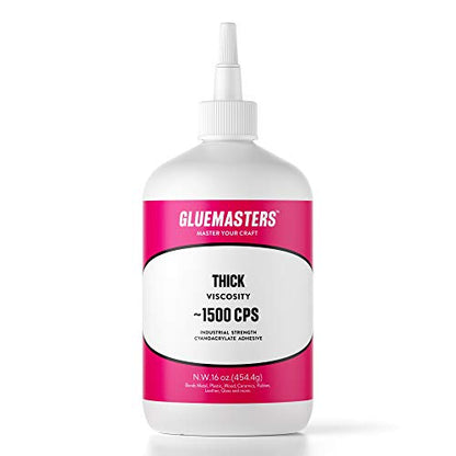 Pro Line - 16 OZ - Professional Grade Cyanoacrylate (CA) Super Glue by Glue Masters - Thick 1500 CPS Viscosity Adhesive for Woodworking, Scale Modeling, Fabrication, 3D Printing and More - style: 16OZ 1500 CPS THICK