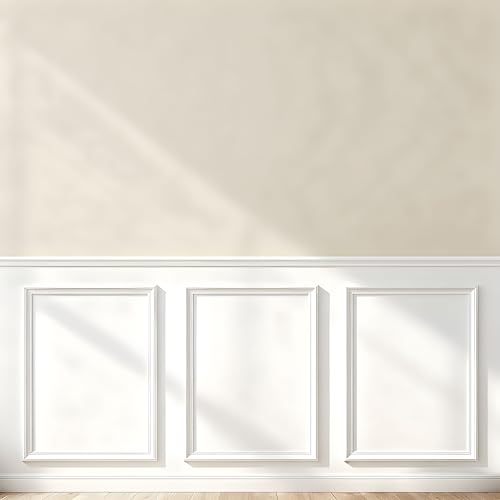 Peel and Stick Wainscoting Panels, 3 Set 20"x27" Wall Molding + 2pcs Chair Rail Trim, Pre-Cut Self Adhesive Premade Molding Panel for Bathroom Hallway Door Nursery Wall, Ready to Assemble