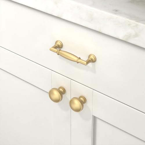 10 Pack Brushed Gold Cabinet Pulls 3 Inch(76mm) Kitchen Cabinet Handles Cabinet Hardware for Drawer Pulls - color: Brushed Gold, size: 3" Hole Center