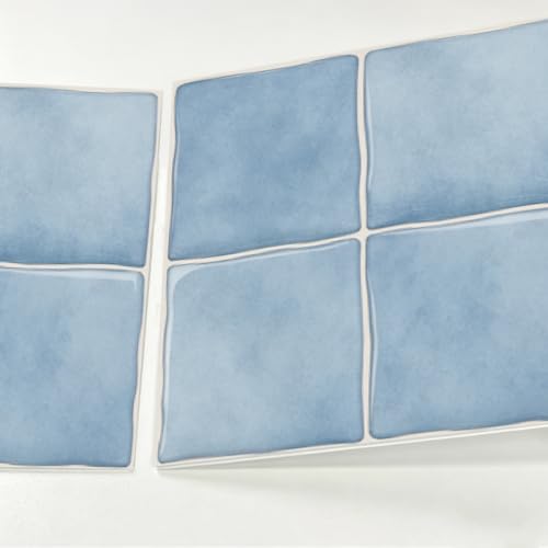 10pcs Peel and Stick Light Blue Backsplash Tiles – 7.87in x 7.87in Self-Adhesive Kitchen Wall Tiles, Bathroom Wall Panels, Modern DIY Stick On Tiles, Home Decor - color: Soft blue