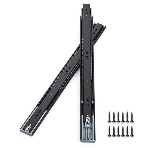 20 Inch Full Extension Drawer Slides, Heavy Duty Side Mount, 1 Pair, Black - size: 20 Inch