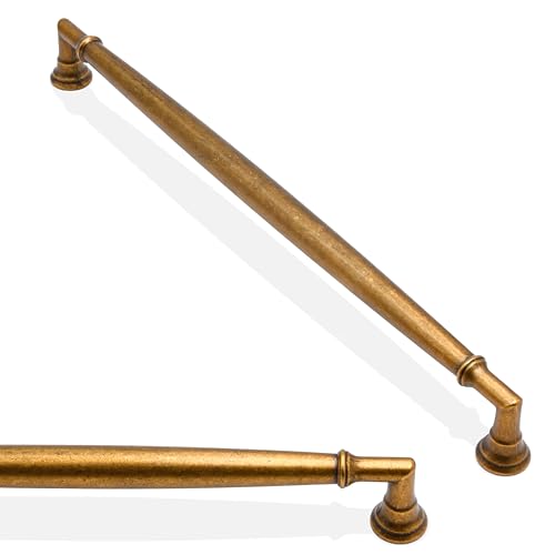 10 Pack Antique Brass Cabinet Pulls 10 Inch(254mm) Kitchen Cabinet Handles Solid Zinc Alloy Cabinet Hardware Drawer Pulls - color: Antique Brass, size: 10" Hole Center