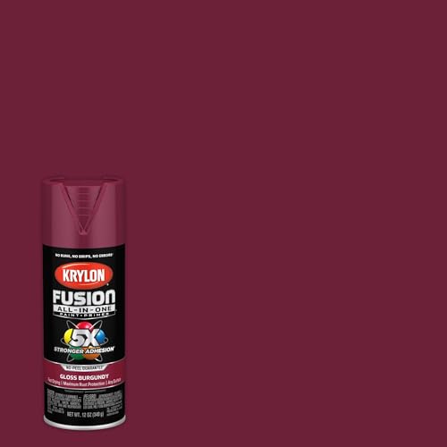 Krylon Rust Preventative Spray Paint, Burgundy, Gloss, Solvent, 12 oz K02704007-1 Each - color: Burgundy, size: 1 Count (Pack of 1), style: Gloss