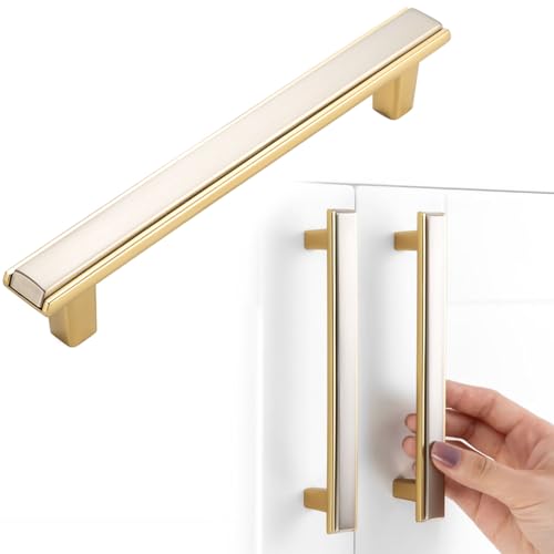 Nickel and Gold Cabinet Pulls Drawer Handles 5 Inch 10 Pack 2281 - color: Brushed Nickel & Gold, size: 5 In Hole Distance, style: 10 Pack