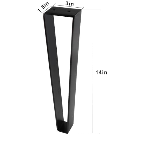 Osring 14 Inch Trapezoid Furniture Legs, Black Metal Coffee Table Feet 4pcs - color: Black, size: 14 Inch