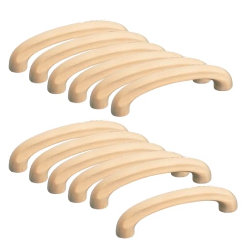 12 Unfinished Wood Cabinet Pulls – 4-1/4" Drawer Knobs for DIY Furniture