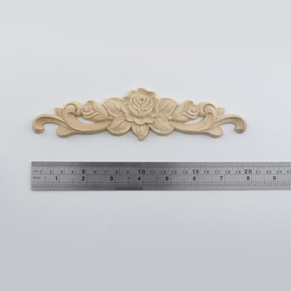 T Tulead Wood Carving Decal Rose Drawer Appliques 3pcs - style: Rose, 7.87"x2", 3pcs