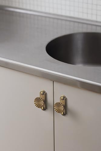 Goo-Ki 1.5'(38mm) Dia Antique Brass Cabinet Knob with Timeless Drawer Backplate, Zinc Alloy Flower Design Drawer Knobs,Retro Style,6 Pack - color: Antique Brass, size: 1.5'' Dia Knob With Timeless Drawer Backplate