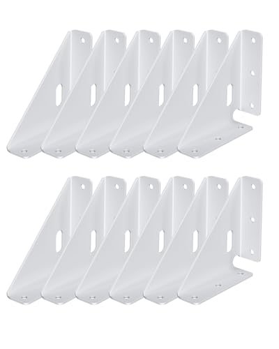 3-11/16" Heavy Duty Corner Brace Bracket for Wood, White 12 Pack - color: White-12 Pcs