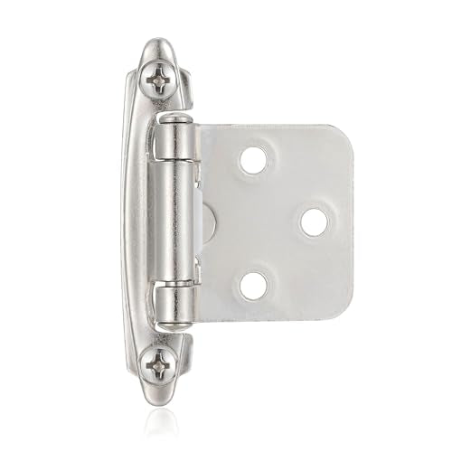 Brushed Nickel Cabinet Hinges, 1/2” Overlay, 4 Pack - color: Brushed Nickel, size: 1/2 Inch Overlay