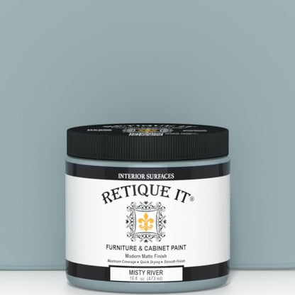 Retique It Furniture and Cabinet Paint - Paint for Cabinets, Dressers, Tables, Doors and DIY Home Decor Projects, Misty River, 16 oz