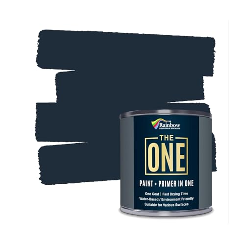 THE ONE All-In-One Paint & Primer - Midnight Satin, 8.5 Fl Oz/250ml | 1 Coat Formula | Easy Indoor & Outdoor Decorating for Home & Garden Walls, Floors & Furniture | Water-Based & Low VOC - color: Midnight, size: 8.5 Fl Oz (Pack of 1)