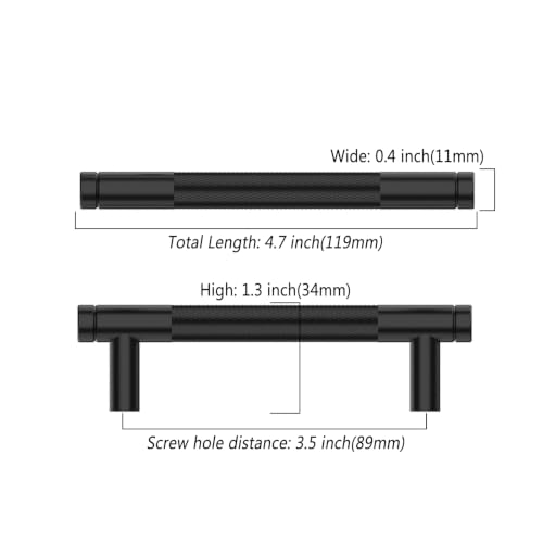 Asidrama 10 Pack 3.5 Inch(89mm) Matte Black Cabinet Pulls Heavy-Duty Solid Kitchen Cabinet Handles Black Drawer Hardware for Bathrooms Cabinets - color: Matte Black, size: 3.5" Hole Center, style: 10 Pack