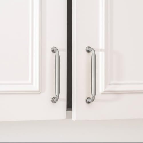 Goldenwarm 10 Pack 3-3/4 Inch Brushed Nickel Cabinet Pulls Solid Handles - color: Brushed Satin Nickel, size: 3-3/4 Inch Hole Center