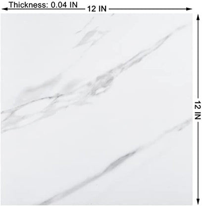 WESTICK Marble Peel and Stick Floor Tile Bathroom Waterproof Vinyl Tiles - color: 1. White, size: 20 Tiles