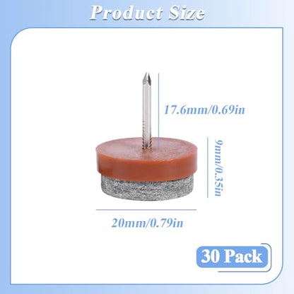 Nail-on Furniture Felt Pads, 30pack 20mm Round Table Chair Leg Pad - color: Brown, size: Φ 20 mm