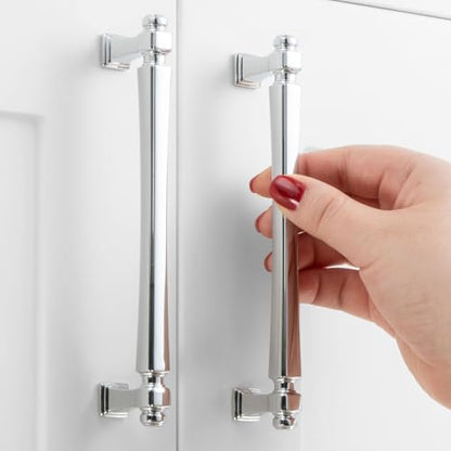 5 Inch Polished Chrome Cabinet Pulls 10 Pack French Style P2501 - color: Polished Chrome, size: 5 Inch Hole Centers