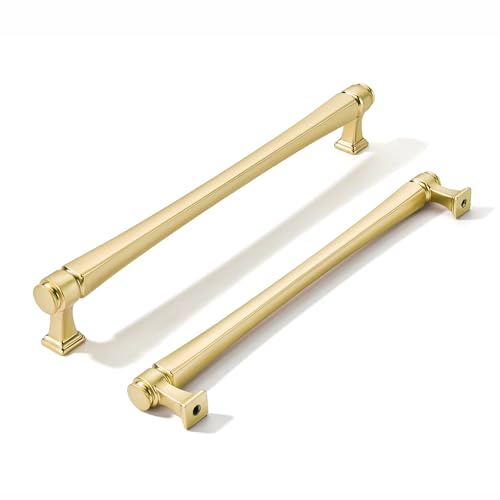 LIMUR 10 Pack 7.5 Inch (192mm) Hole Center Brushed Gold Cabinet Pulls – Solid Zinc Alloy Kitchen Cabinet Handles, Drawer Pulls for Bathroom Vanity, Dresser & Wardrobe, M4 Screws Included - color: Brushed Gold, size: 7.5"/192 MM Hole Center