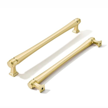 LIMUR 10 Pack 7.5 Inch (192mm) Hole Center Brushed Gold Cabinet Pulls – Solid Zinc Alloy Kitchen Cabinet Handles, Drawer Pulls for Bathroom Vanity, Dresser & Wardrobe, M4 Screws Included - color: Brushed Gold, size: 7.5"/192 MM Hole Center