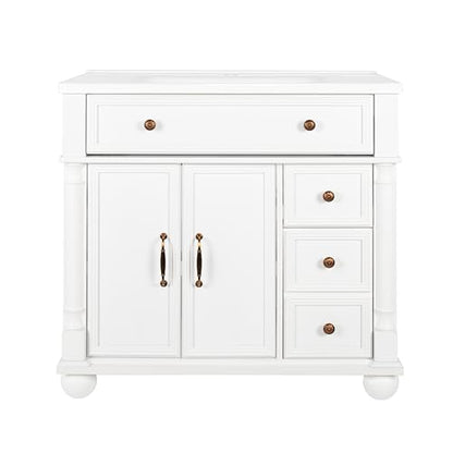 Bathroom Vanity Cabinet with Sink, White, 35.6 x 18.7 x 34 in