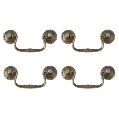 SUPERFINDINGS 4 Sets 3.6inch Vintage Bail Pull Handles Antique Bronze Furniture Hardware Bail Pull Alloy Center-to-Center Drop Cabinet Drawer Pull for Kitchen Cabinet Bedside Cupboard