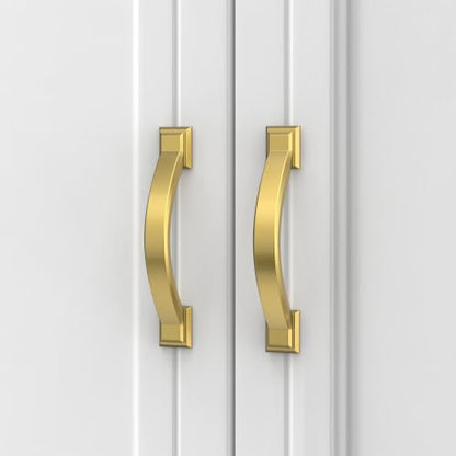 Asidrama 10 Pack 3 Inch(76mm) Vibrant Brushed Moderne Brass Cabinet Pulls Heavy-Duty Solid Kitchen Cabinet Handles Drawer Hardware for Bathrooms Cabinets 3150 - color: Vibrant Brushed Moderne Brass, size: 3" Hole Center(76mm), style: 10 Pack