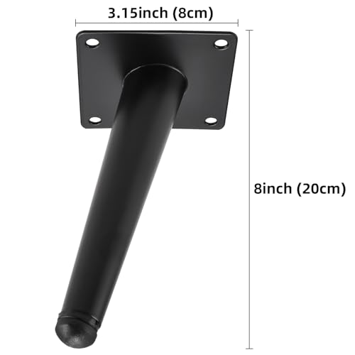 RealPlus 8 Inch Furniture Legs, Heavy Duty Metal Replacement Legs for Chairs Sofas Cabinets Cupboard Couch and DIY Projects, Mid-Century Style - size: 8 Inch
