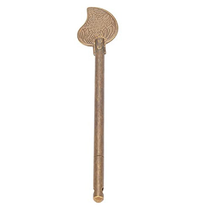 Chinese Leaf Bolt Locking Pin, 4.3in Safety Pure Brass Key Locking Arm for Asian Cabinet Door Chest, Furniture Hardware Locking Up Files