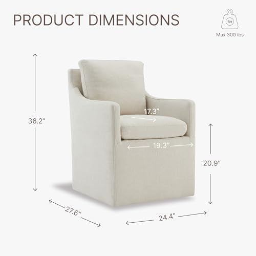 KISLOT Upholstered Dining Chairs with Casters, No Assembly Modern Accent Armchair with Rollers for Dining Room, Bedroom, Living Room, Reading Room, Already Assembled, Beige, 2 Box - color: Beige, size: Set of 2 (2 BOX)