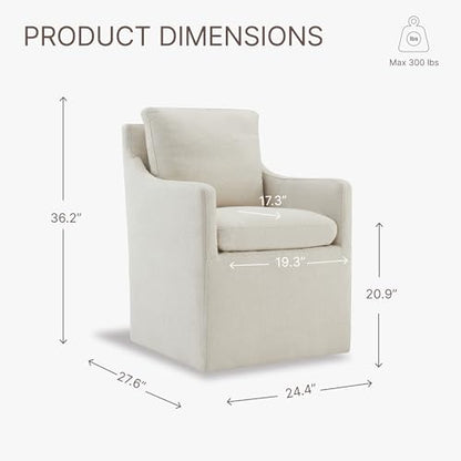 KISLOT Upholstered Dining Chairs with Casters, No Assembly Modern Accent Armchair with Rollers for Dining Room, Bedroom, Living Room, Reading Room, Already Assembled, Beige, 2 Box - color: Beige, size: Set of 2 (2 BOX)