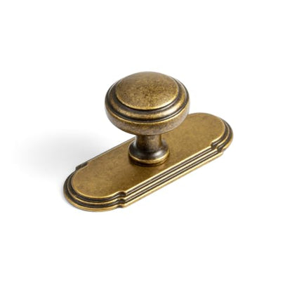 6Pack Champagne Bronze Cabinet Knobs with Backplate Drawer knobs - color: Antique Brass, style: Orbit Rim